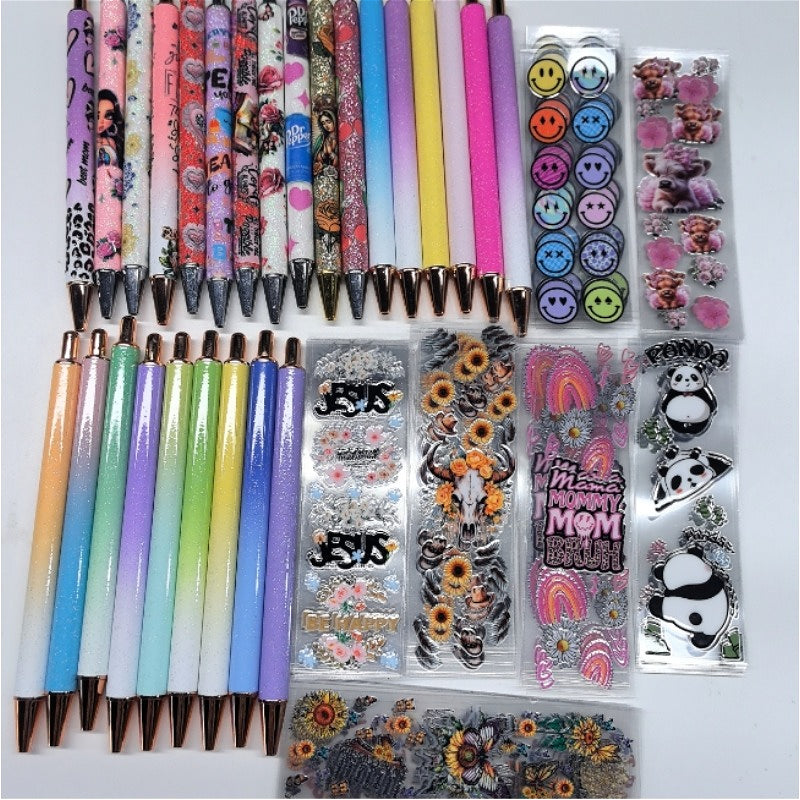 Wholesale Random Stickers 20/50/100pcs UV DTF Wraps & Cartoon Random Styles Pen Stickers for Crafts